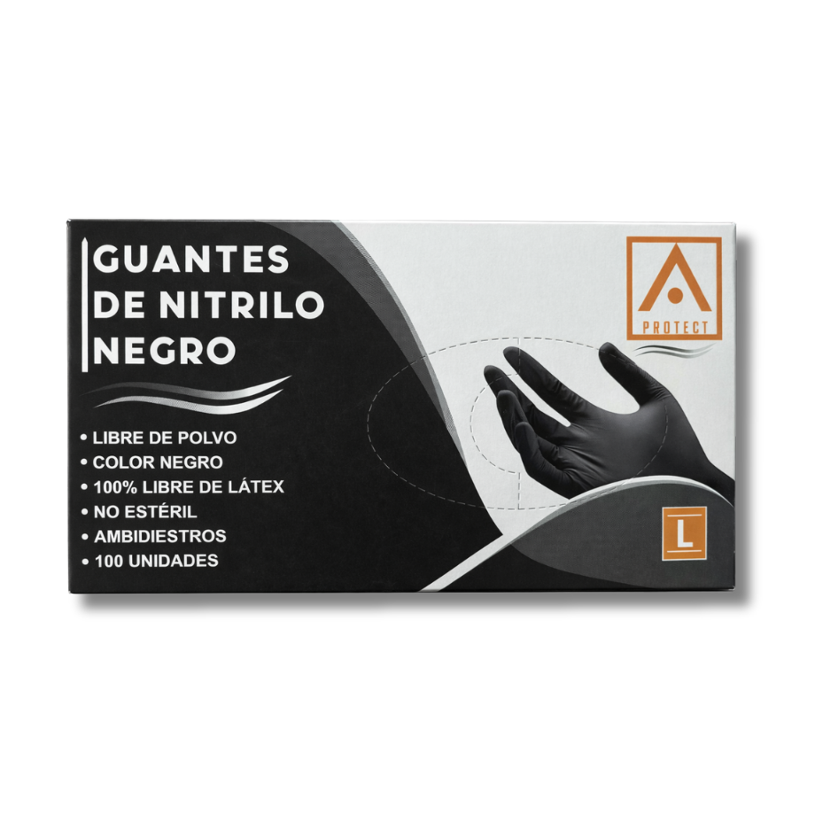 GUANTES DE NITRILO COLOR NEGRO PROTECT