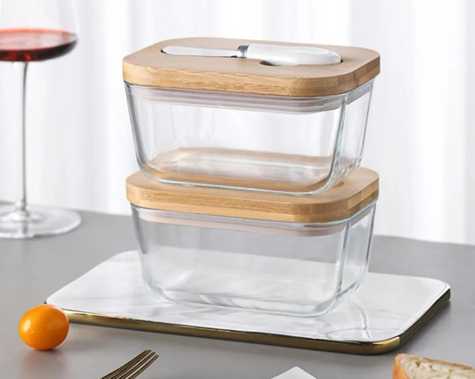 Mantequillero vidrio Bambo Mantequilla 600ml + Cuchillo