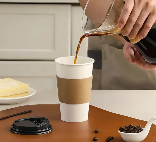 50 Vaso Cafe Polipapel Vaso Kraft Vaso C /tapa+manga 8oz