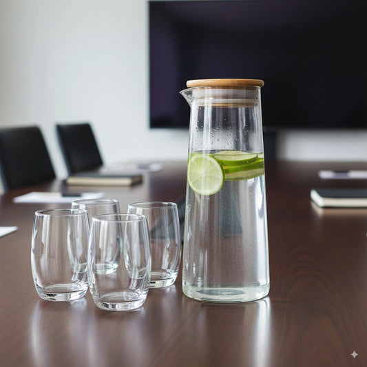 Jarra Vidrio Acrilica Botella Tapa Bambu Agua Bebidas 1100ml