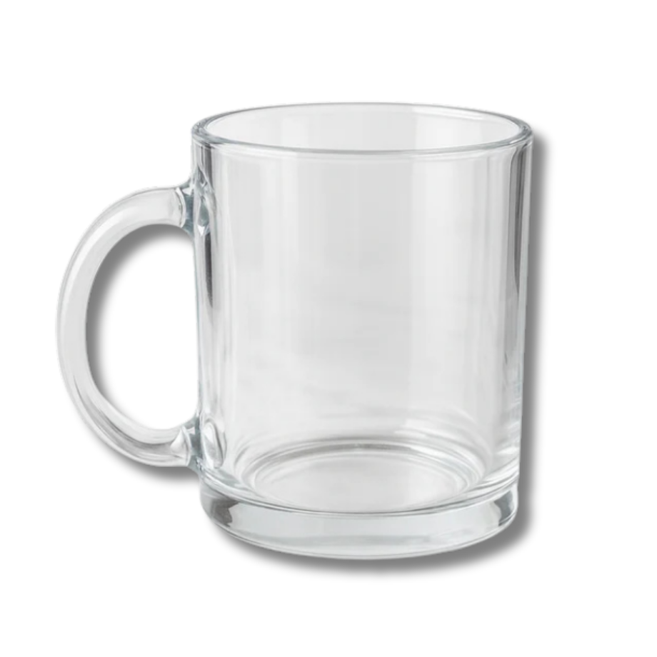 TAZA DE VIDRIO TRANSPARENTE CON ASA