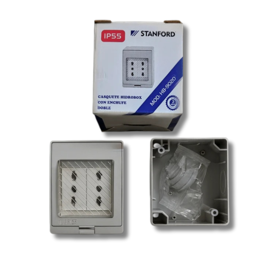 CAJA HIDROBOX CON DOBLE ENCHUFE - IP55 (MODELO HB-9020, MARCA STANFORD)