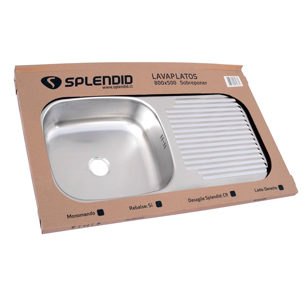 Lavaplatos de Sobreponer Splendid 800x500 mm Derecho para Monomando