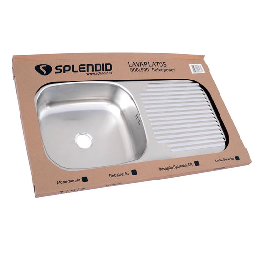 Lavaplatos de Sobreponer Splendid 800x500 mm Derecho para Monomando