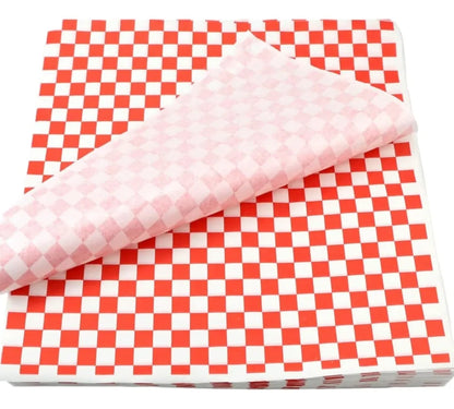 Papel Antigrasa Cuadros Rojos 500un.