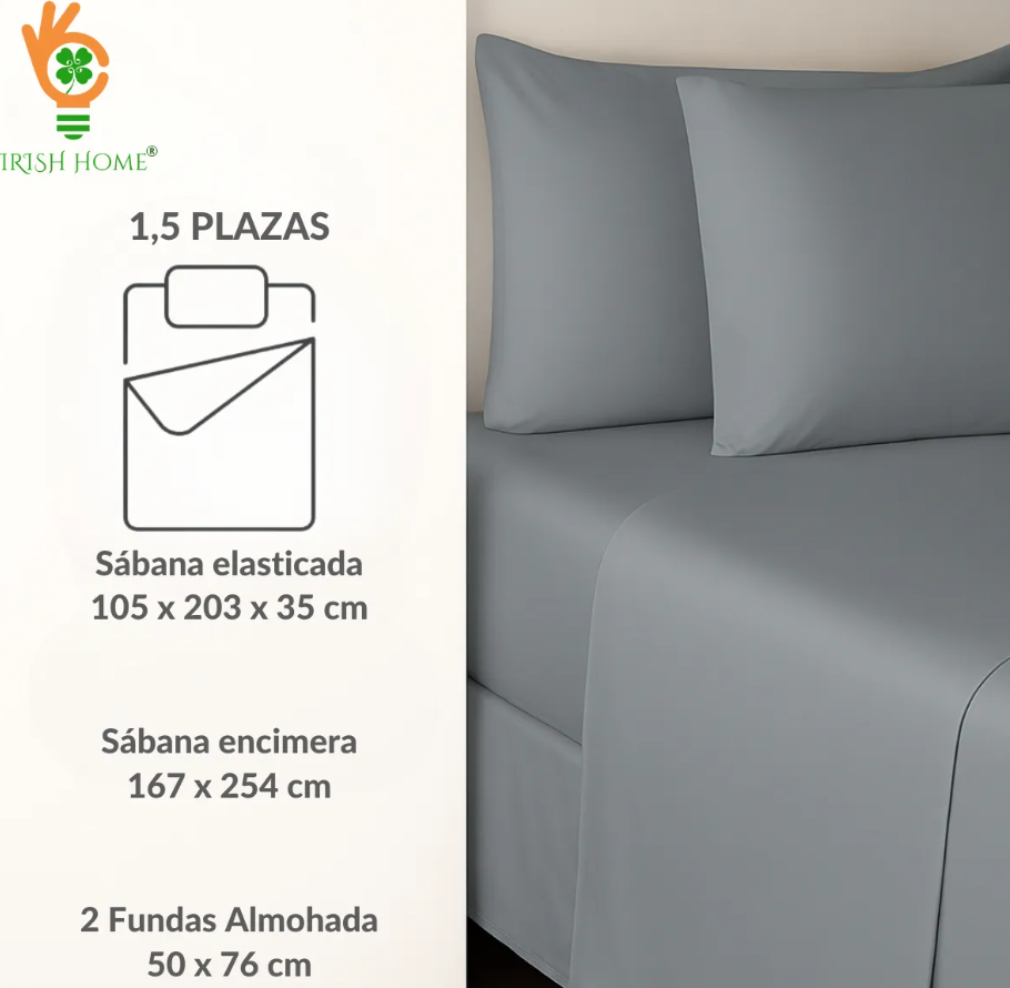 Sábanas Hotel Irish Home Microfibra 1.5 Plazas Funda Almohadas