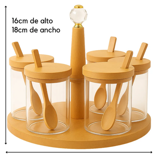 Porta Condimentero 5 Especieros Giratorio Organizador Cocina