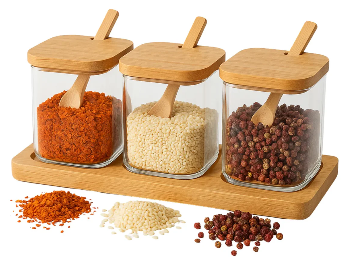 Porta Condimentero Especiero Bambu Organizador De Cocina