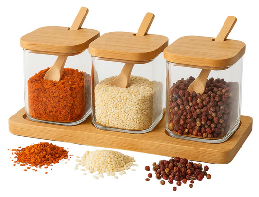 Porta Condimentero Especiero Bambu Organizador De Cocina