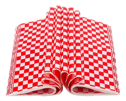 Papel Antigrasa Cuadros Rojos 500un.