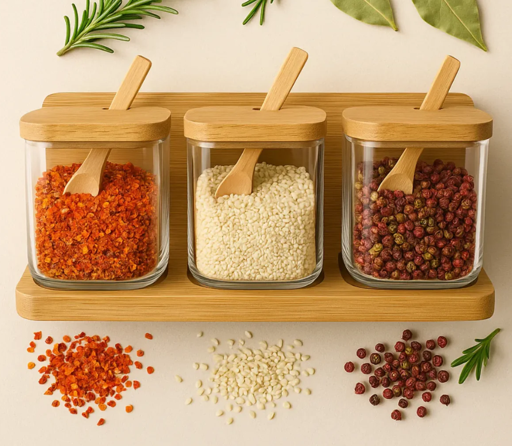 Porta Condimentero Especiero Bambu Organizador De Cocina