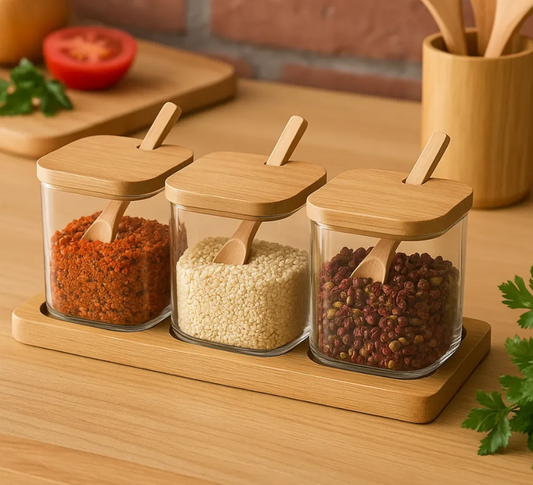 Porta Condimentero Especiero Bambu Organizador De Cocina