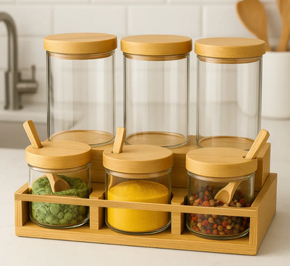 Porta Condimentero Especiero Bambu Organizador Frasco Cocina