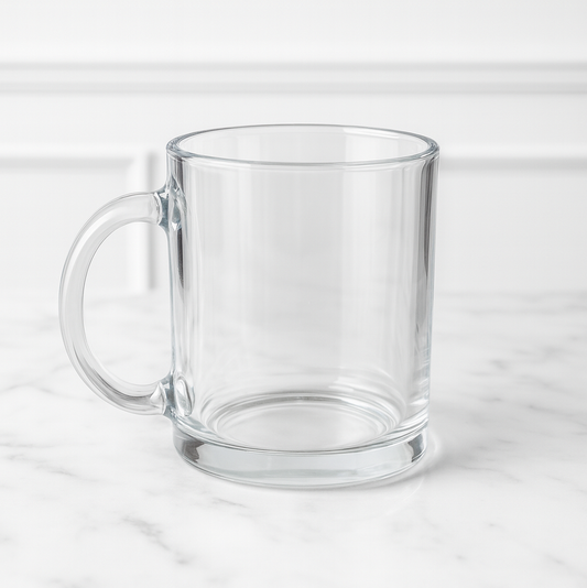 Taza de vidrio transparente