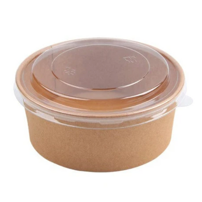 50un Bowls Kraft Con Tapa Plástica Envases 550cc Color Beige